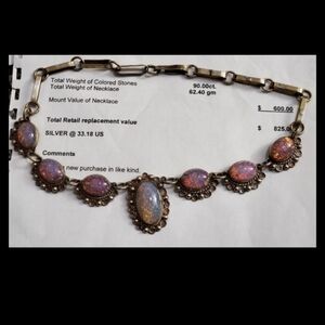 Taxco $825 sterling imitation opal necklace. Comes with appraisal shown in pics.